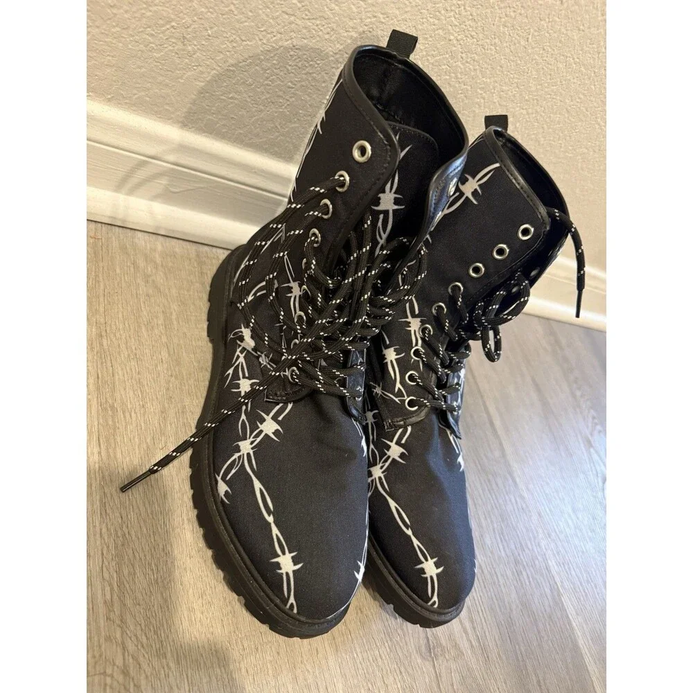 Parked Wire Combat Boots Girls New Black Size 9